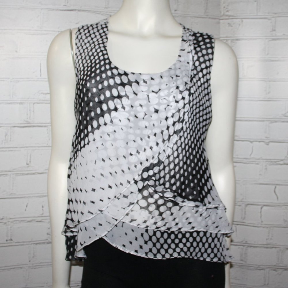⚫️⚪️ Sheer Black & White Blouse · Cato · Size Small